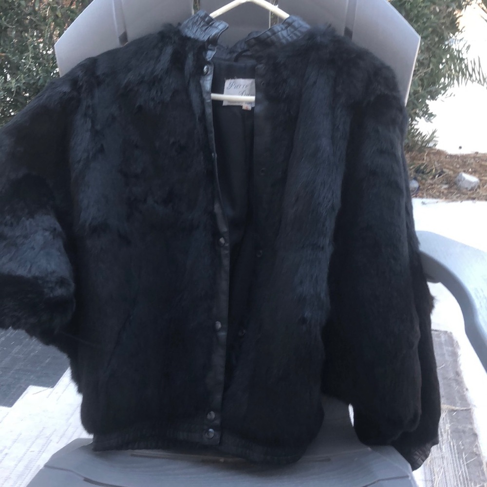 Black Rabbit fur fully lined in silk size Small